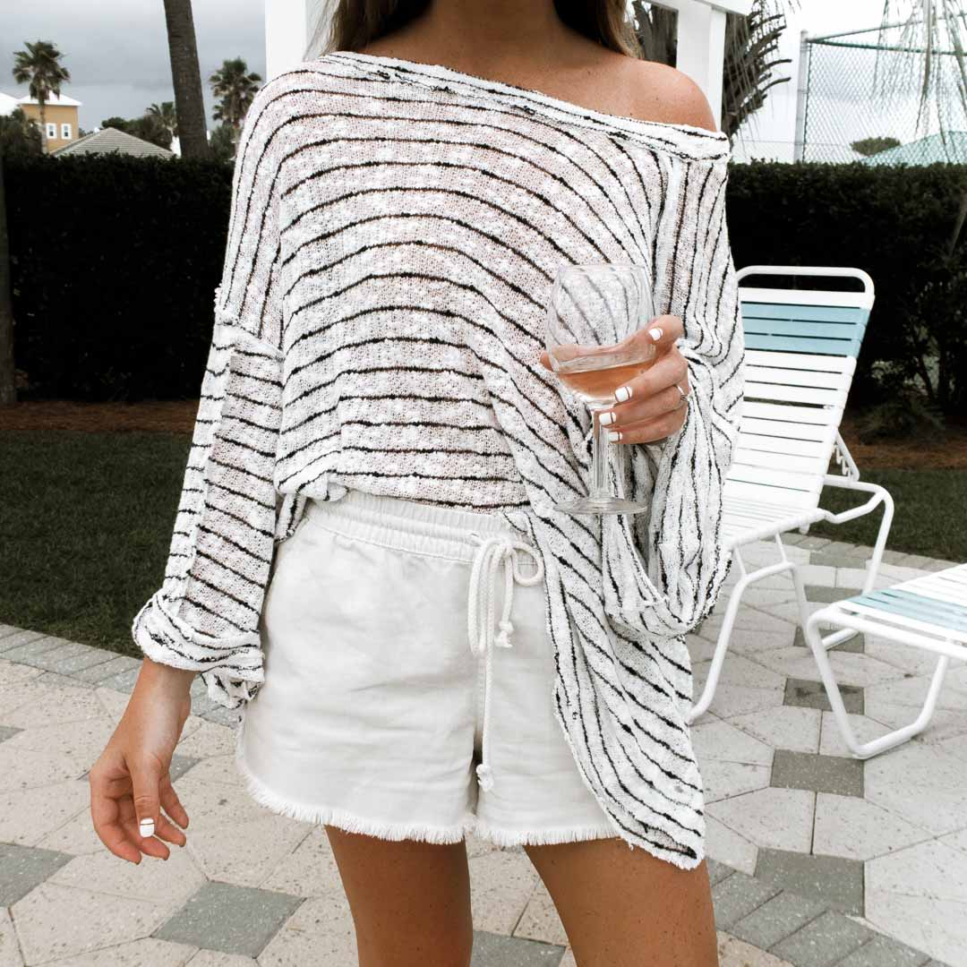 lightweight white summer sweater